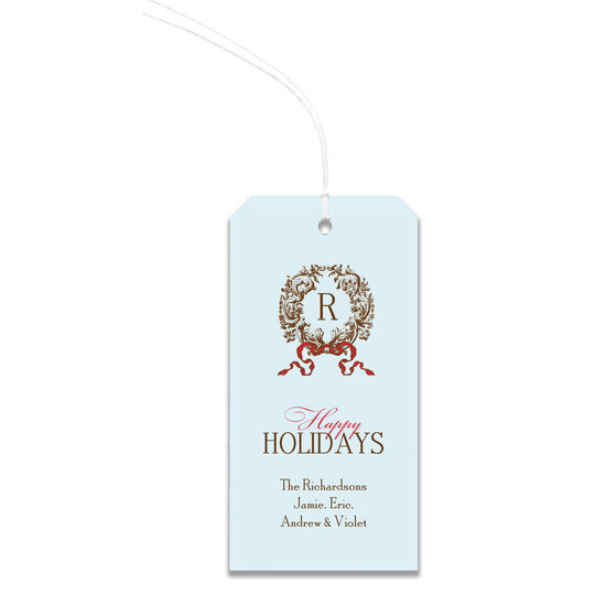 Elegant Wreath Blue Large Hanging Gift Tags